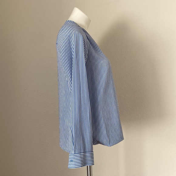 Michael Kors Striped Long Sleeve V-neck Blue & White Blouse Size S - Picture 6 of 7
